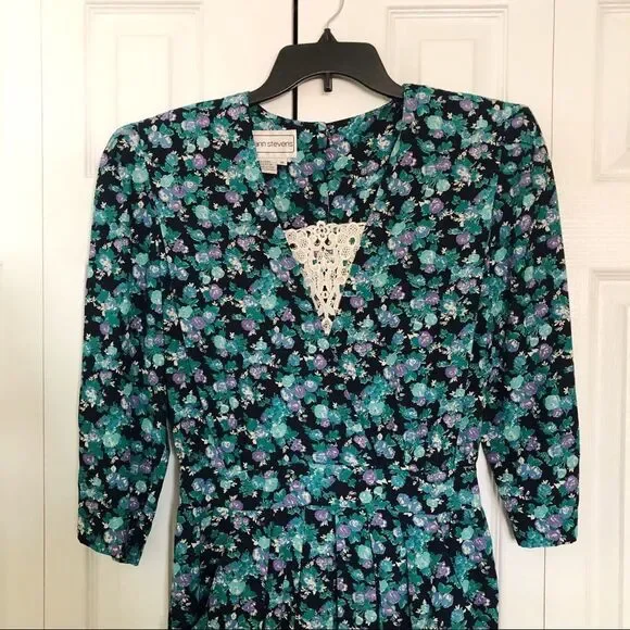 Karin Stevens Vintage Floral Print Dress 10 - Picture 2 of 8